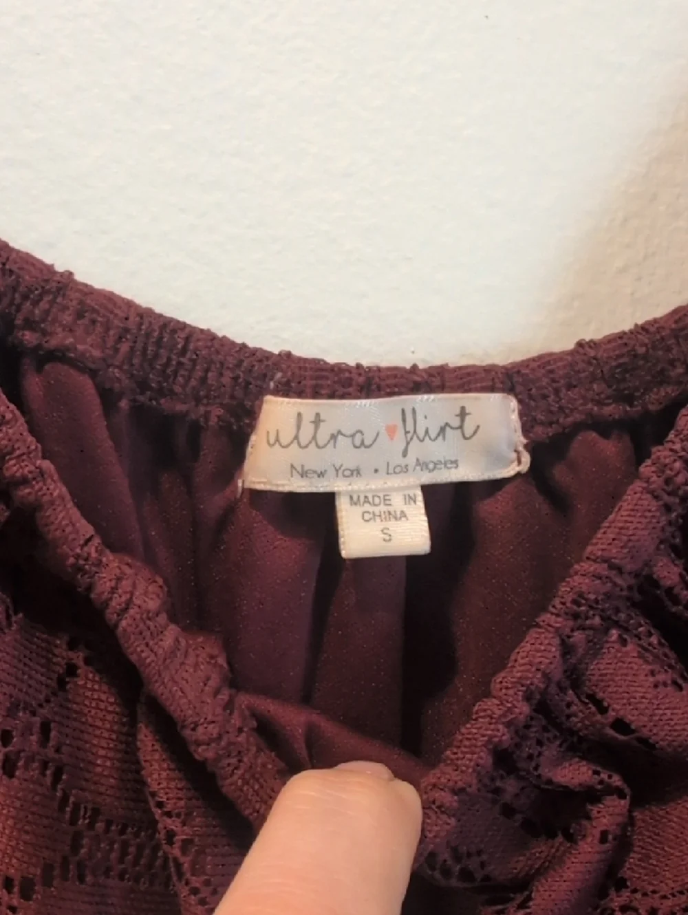 Ultra Flirt Plum Lace Off-Shoulder Mini Dress - Picture 2 of 7